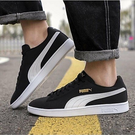 Puma Smash v2 Siyah Erkek Yuruyu Ayakkab s