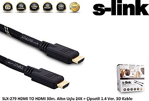 S-LINK Slx-279 Hdmı To Hdmı 30m. Altın Uçlu 24k 1.4 Ver. 3d Kablo